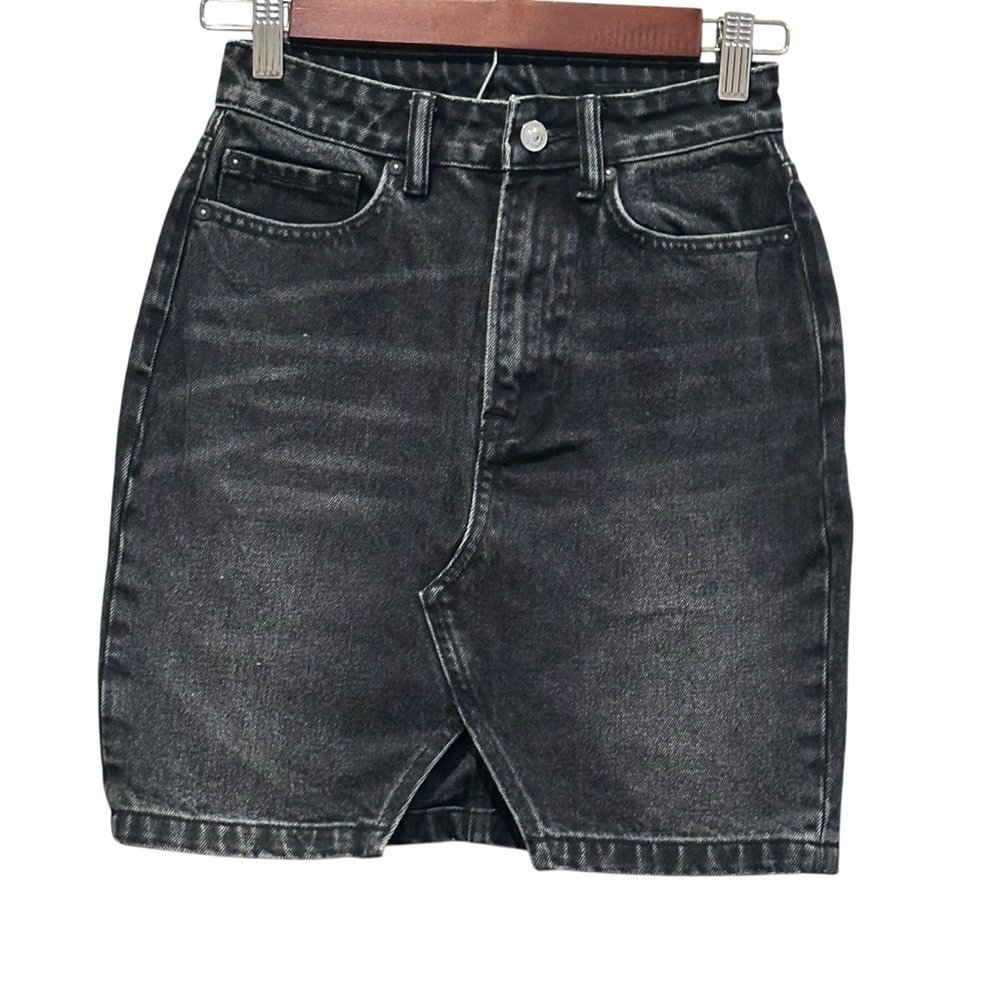All Saints Trudy Women's Charcoal Black Denim Mini Skirt Women’s Size US Size 0 - Picture 1 of 6